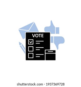 Election glyph icon. Voting form, ballot or checklist with check mark.Choice, vote concept. Democracy. Parliamentary or presidential elections.Filled flat sign. Isolated silhouette vector illustration