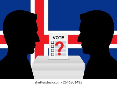 Elecciones en Islandia. Concepto electoral. Ilustración vectorial.