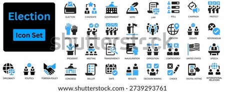 Election icon set silhouette vector 
