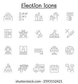 Election icon set in thin line style