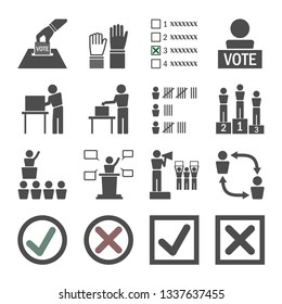 Election Icon  Set .Voting campaign  black and white icons.