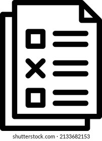 election icon with white background.files of voting .poll paper in democracy.thin line icon