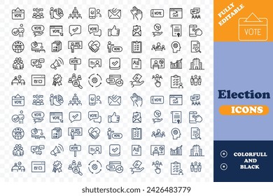 Election icons Pixel perfect. Vote, team, check, ....
