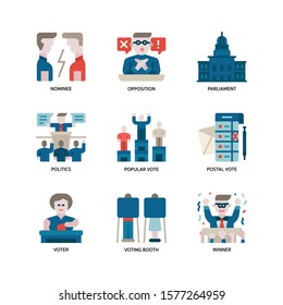Election icons set flat style