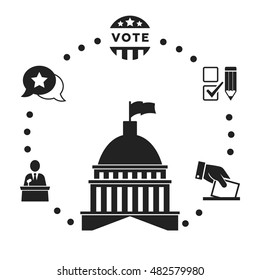 Infografía electoral, conjunto de iconos 