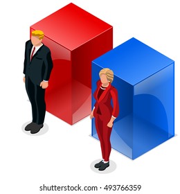 Election infographic. Us Usa News pools trump infographic. Democrat vs Republican party candidate trump icon. Usa election presidential live stream. Usa tribune election trump illustration