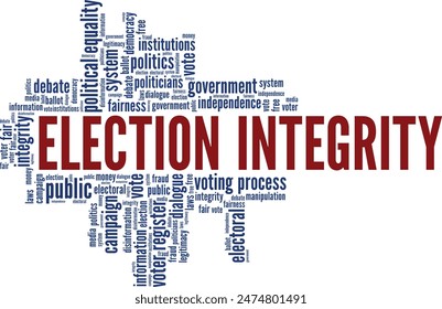 Election Integrity word cloud conceptual design isolated on white background.