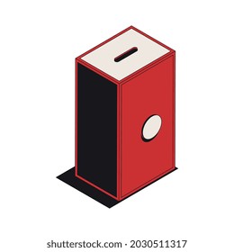 Election isometric composition with isolated image of ballot box with hole vector illustration