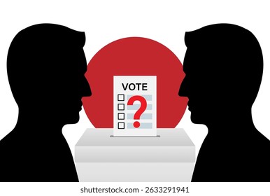Elecciones en Japón. Concepto electoral. Ilustración vectorial.
