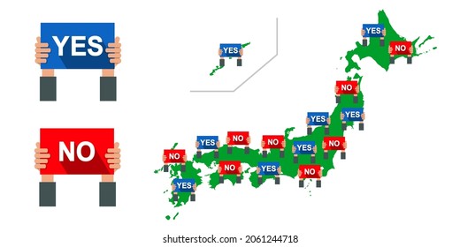 Election Japan Map, Vector Illustration Material