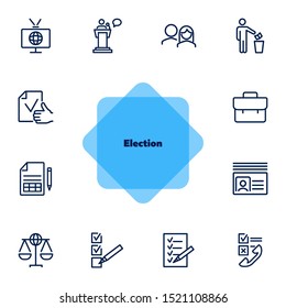 Election line icon set. Checkbox, checklist, vote, speech. Election concept. Can be used for topics like politics, law, survey