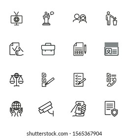 Election line icon set. Checkbox, checklist, vote, speech. Election concept. Can be used for topics like politics, law, survey