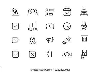 Election Line Icons. Vector Linear Icon Set.