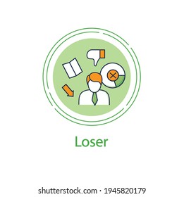 Election loser concpt line icon. Not chosen candidate, applicant. Choice, vote concept. Democracy. Parliamentary or presidential elections.Vector isolated conception metaphor illustration