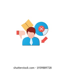 Icono plano del perdedor electoral. No se eligió candidato, candidato. Elección, concepto de votación. Democracia. Elecciones parlamentarias o presidenciales. 3.ª ilustración vectorial