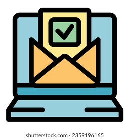 Election mail icon outline vector. Online box. Public democracy color flat