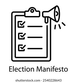 Election manifesto icon in linear style 