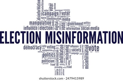 Election Misinformation word cloud conceptual design isolated on white background.