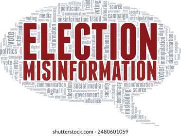 Election Misinformation word cloud conceptual design isolated on white background.