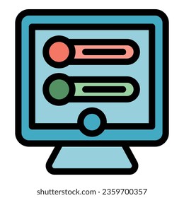 Election monitor icon outline vector. Vote poll. Paper public color flat