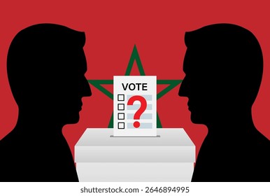 Elecciones en Marruecos. Concepto electoral. Ilustración vectorial.