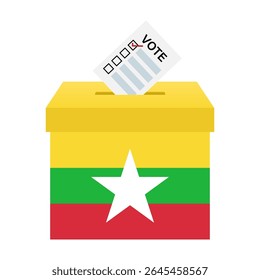 Elecciones en Myanmar. Concepto electoral. Ilustración vectorial.
