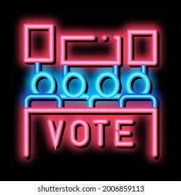 Vector de señal de luz de neón electoral. Icono brillante Signo de las elecciones. ilustración de símbolo transparente