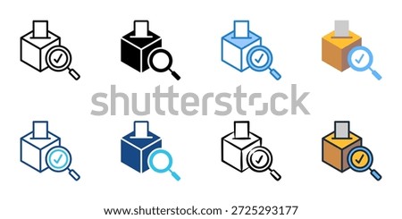 Election Observation icons set multiple style collection. Editable stroke 
