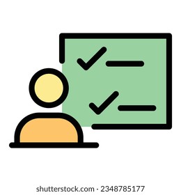 Election paper icon outline vector. Digital poll. Online ballot color flat