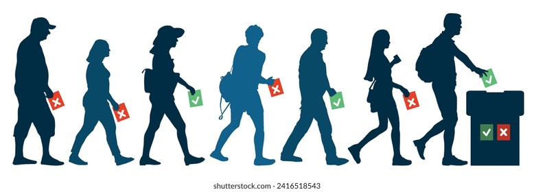 Election people silhouette. Crowd voting vector illustration