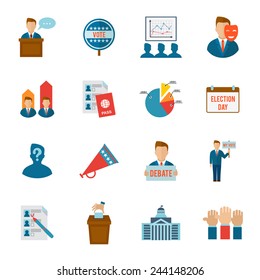 Election Political And Government Voting Process Icon Flat Set Isolated Vector Illustration