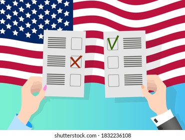 Election of the President of the United States.Banner,poster ,leaflet dedicated to the us presidential election and election campaign.Flat vector illustration.
