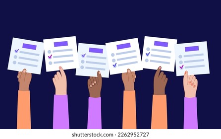 Election process, people choose the president, members of parliament or congressmen from candidats. Electoral system in representative democracy country. Vote on paper ballot flat vector illustration