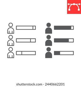 Election result line and glyph icon, election and politician, voting chart vector icon, vector graphics, editable stroke outline sign, eps 10.