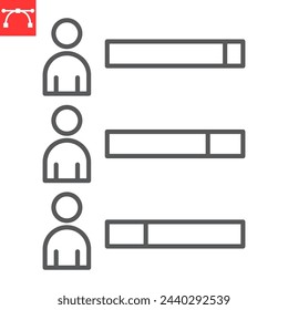 Election result line icon, election and politician, voting chart vector icon, vector graphics, editable stroke outline sign, eps 10.