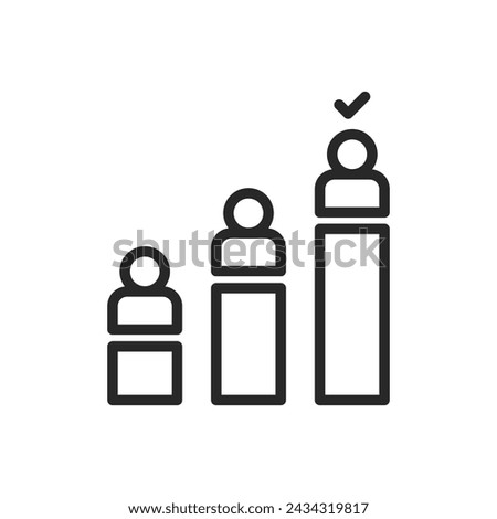 Election Results Bar Chart Icon. Thin Line Vector for Voting Outcome and Poll Statistics. Sign of Electoral Majority and Minority.
