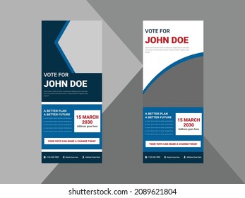 election roll up banner design template. vote now election poster leaflet design. cover, roll up banner, poster, print-ready