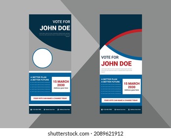 election roll up banner design template. vote now election poster leaflet design. cover, roll up banner, poster, print-ready