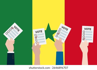Elecciones en Senegal. Concepto electoral. Ilustración vectorial.