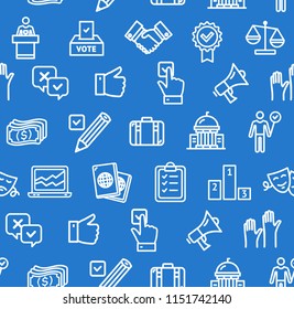 Election Signs Seamless Pattern Background on a Blue for Debate, Political Campaign and Public Referendum. Vector illustration