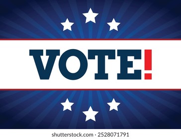 Election social media poster template with vote typography, star icon, and a blue background light burst