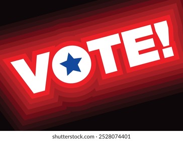 Election social media poster template with vote typography and star icons in red, white, and blue.