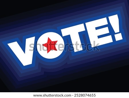 Election social media poster template with vote typography and star icons in red, white, and blue.