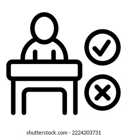 Symbol für den Wahlredner, Umriss-Vektorgrafik. Abstimmungsfeld. Meinungsumfrage