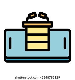 Election speaker icon outline vector. Vote online. Digital poll color flat