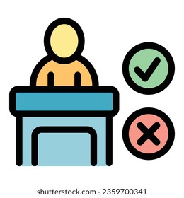 Election speaker icon outline vector. Vote box. Public poll color flat