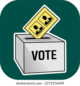 Símbolo electoral de fondo verde. Icono de voto. Urgencia.