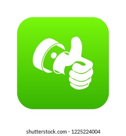 Election thumb up icon green vector isolated on white background