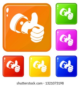Election thumb up icons set collection vector 6 color isolated on white background