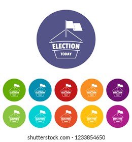 Election today icons color set vector for any web design on white background